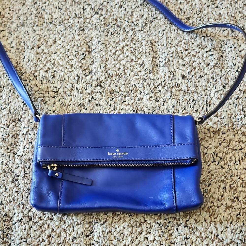 Kate Spade Blue Leather Crossbody Bag with Adjustable Strap